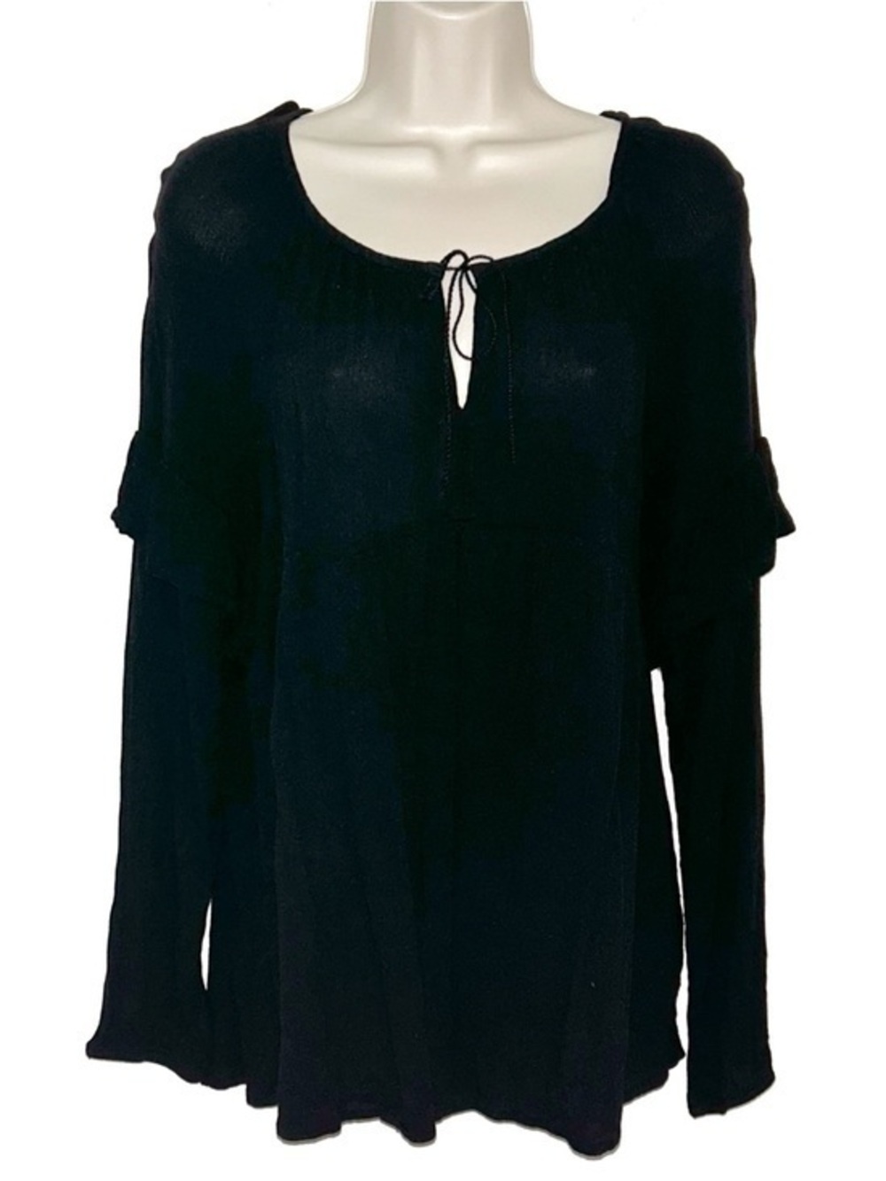 Old Navy Black Long-Sleeve Tie-Front Tunic